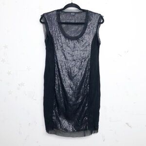 MOTTO Black sheer sequin mini dress